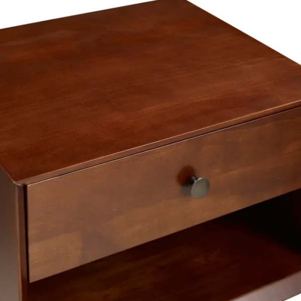 Nightstands-Kirkland's Home Walnut 1-Drawer Mid Century Nightstand Brown