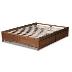 Beds & Headboards-Kirkland's Home Walnut 4-Drawer Queen Bed Frame Brown