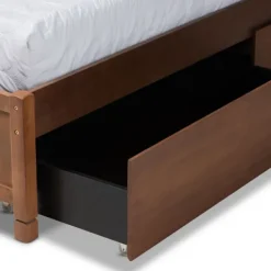 Beds & Headboards-Kirkland's Home Walnut 4-Drawer Queen Bed Frame With Headboard Brown