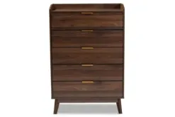 Dressers & Chests-Kirkland's Home Walnut 5-Drawer Wood Chest Brown