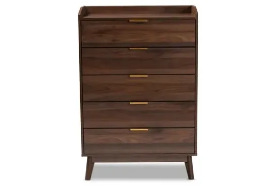 Dressers & Chests-Kirkland's Home Walnut 5-Drawer Wood Chest Brown