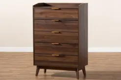 Dressers & Chests-Kirkland's Home Walnut 5-Drawer Wood Chest Brown