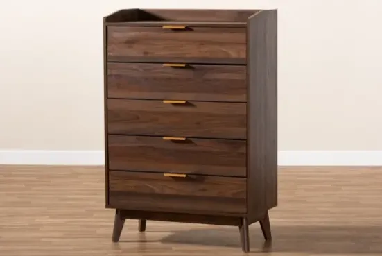 Dressers & Chests-Kirkland's Home Walnut 5-Drawer Wood Chest Brown