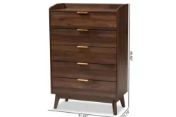 Dressers & Chests-Kirkland's Home Walnut 5-Drawer Wood Chest Brown