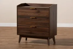 Dressers & Chests-Kirkland's Home Walnut 3-Drawer Wood Chest Brown