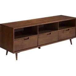 Tv Stands & Media Consoles-Kirkland's Home Walnut 3-Drawer Wood Tv Stand Brown