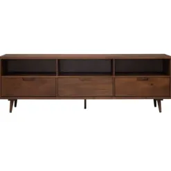 Tv Stands & Media Consoles-Kirkland's Home Walnut 3-Drawer Wood Tv Stand Brown