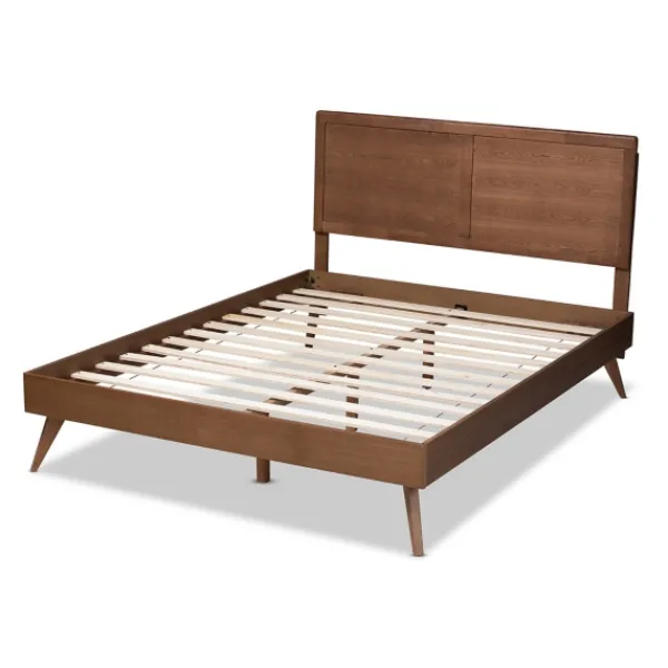 Beds & Headboards-Kirkland's Home Walnut Inset Paneling Platform King Bed Brown