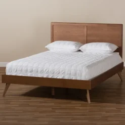 Beds & Headboards-Kirkland's Home Walnut Inset Paneling Platform King Bed Brown