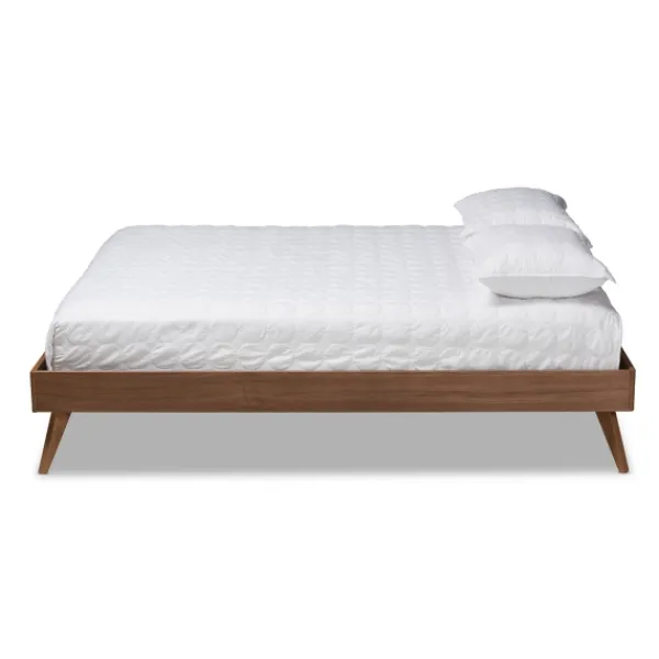 Beds & Headboards-Kirkland's Home Walnut Low Angled Leg King Bed Frame Brown