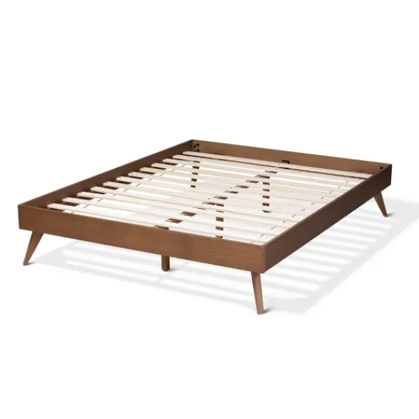 Beds & Headboards-Kirkland's Home Walnut Low Angled Leg King Bed Frame Brown