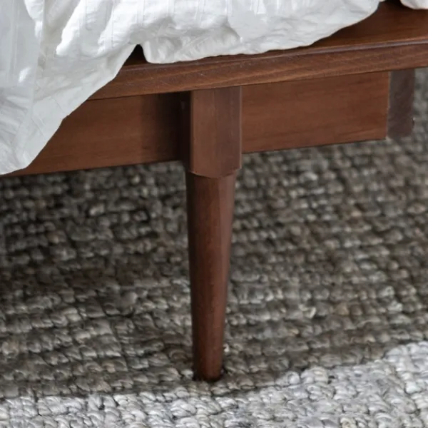 Beds & Headboards-Kirkland's Home Walnut Mid-Century Modern Queen Bed Frame Brown