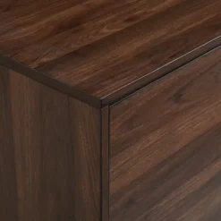 Tv Stands & Media Consoles-Kirkland's Home Walnut Mid-Century Modern Glass Shelf Tv Stand Brown