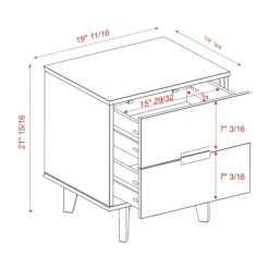 Nightstands-Kirkland's Home Walnut Mid-Century Modern 2-Drawer Nightstand Brown