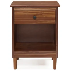 Nightstands-Kirkland's Home Walnut One-Drawer Wood Nightstand Brown