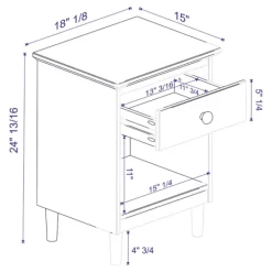Nightstands-Kirkland's Home Walnut One-Drawer Wood Nightstand Brown