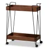 Kitchen Islands & Bar Carts-Kirkland's Home Walnut Paulownia 2-Tier Tray Bar Cart