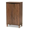 Entryway Furniture-Kirkland's Home Walnut Slim Shoe Storage Cabinet Brown