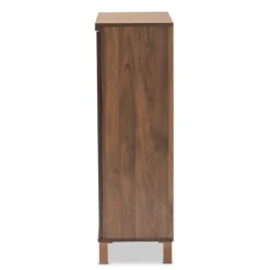 Entryway Furniture-Kirkland's Home Walnut Slim Shoe Storage Cabinet Brown