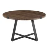 Coffee Tables-Kirkland's Home Walnut Urban Rustic Round Coffee Table Brown