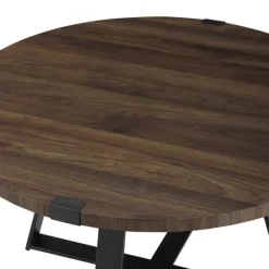 Coffee Tables-Kirkland's Home Walnut Urban Rustic Round Coffee Table Brown