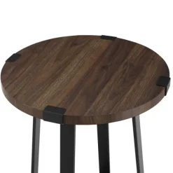 Accent & End Tables-Kirkland's Home Walnut Urban Rustic Round Accent Table Brown