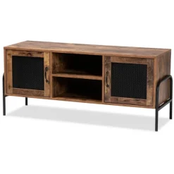 Tv Stands & Media Consoles-Kirkland's Home Walnut Wood 2-Door Tv Stand Brown