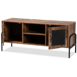Tv Stands & Media Consoles-Kirkland's Home Walnut Wood 2-Door Tv Stand Brown