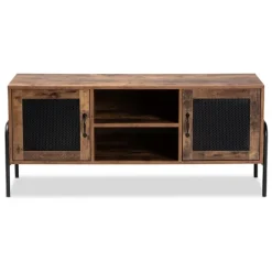 Tv Stands & Media Consoles-Kirkland's Home Walnut Wood 2-Door Tv Stand Brown