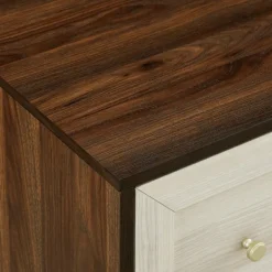 Dressers & Chests-Kirkland's Home Walnut Wood Faced Gold Base Dresser White