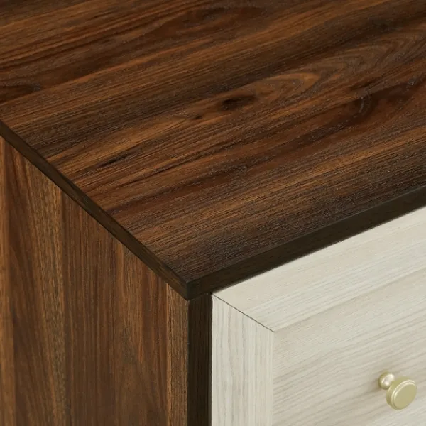 Dressers & Chests-Kirkland's Home Walnut Wood Faced Gold Base Dresser White