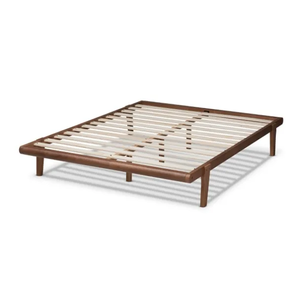 Beds & Headboards-Kirkland's Home Walnut Wood Full Platform Bed Brown