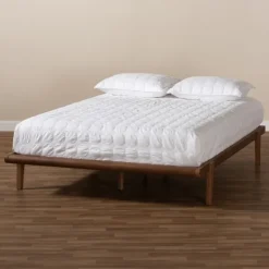 Beds & Headboards-Kirkland's Home Walnut Wood Full Platform Bed Brown