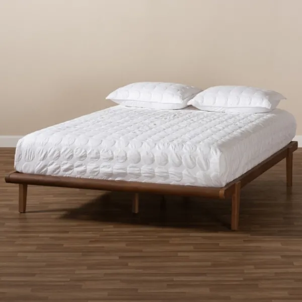 Beds & Headboards-Kirkland's Home Walnut Wood Full Platform Bed Brown