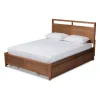 Beds & Headboards-Kirkland's Home Walnut Wood Headboard 4-Drawer Full Platform Bed Brown