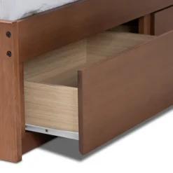 Beds & Headboards-Kirkland's Home Walnut Wooden 3-Drawer Platform Bed Brown