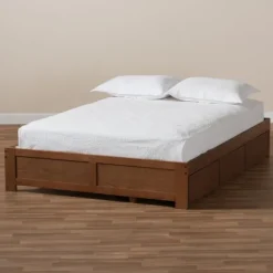 Beds & Headboards-Kirkland's Home Walnut Wooden 3-Drawer Platform Bed Brown