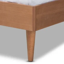 Beds & Headboards-Kirkland's Home Walnut Wrap Around Rattan Queen Bed Frame Brown