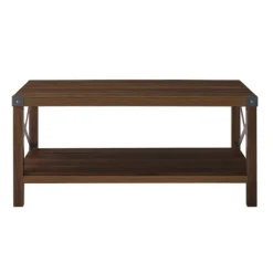 Coffee Tables-Kirkland's Home Walnut X-Frame Rustic Wood Coffee Table Brown