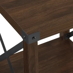 Accent & End Tables-Kirkland's Home Walnut X-Frame Rustic Wood Accent Table Brown