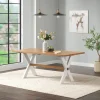 Dining Tables-Kirkland's Home Warm Cherry Birch Trestle Base Dining Table Tan/White