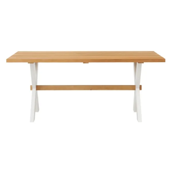 Dining Tables-Kirkland's Home Warm Cherry Birch Trestle Base Dining Table Tan/White
