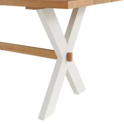 Dining Tables-Kirkland's Home Warm Cherry Birch Trestle Base Dining Table Tan/White