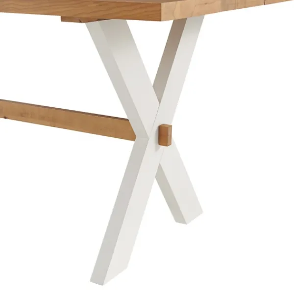 Dining Tables-Kirkland's Home Warm Cherry Birch Trestle Base Dining Table Tan/White
