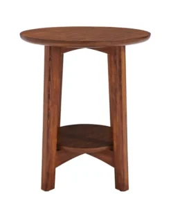 Accent & End Tables-Kirkland's Home Warm Chestnut Wood Round Accent Table Brown