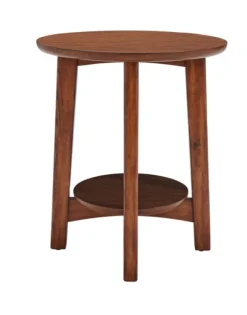 Accent & End Tables-Kirkland's Home Warm Chestnut Wood Round Accent Table Brown