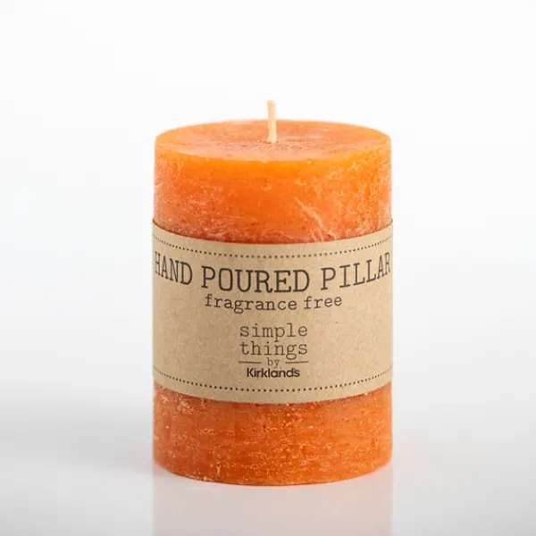 Candles-Kirkland's Home Warm Unscented Pillar Candle, 3X4 In. Orange
