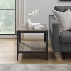 Accent & End Tables-Kirkland's Home Wash Angle Iron Accent Tables, Set Of 2 Gray