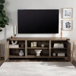 Tv Stands & Media Consoles-Kirkland's Home Wash Barn Door Tv Stand Gray