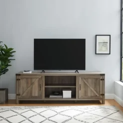 Tv Stands & Media Consoles-Kirkland's Home Wash Barn Door Tv Stand Gray